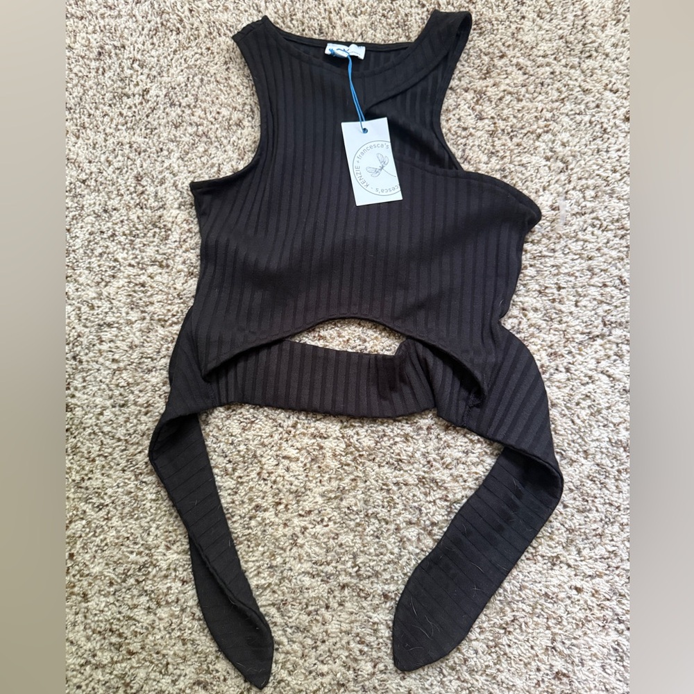 Kenzie Black Ribbed Tank Top